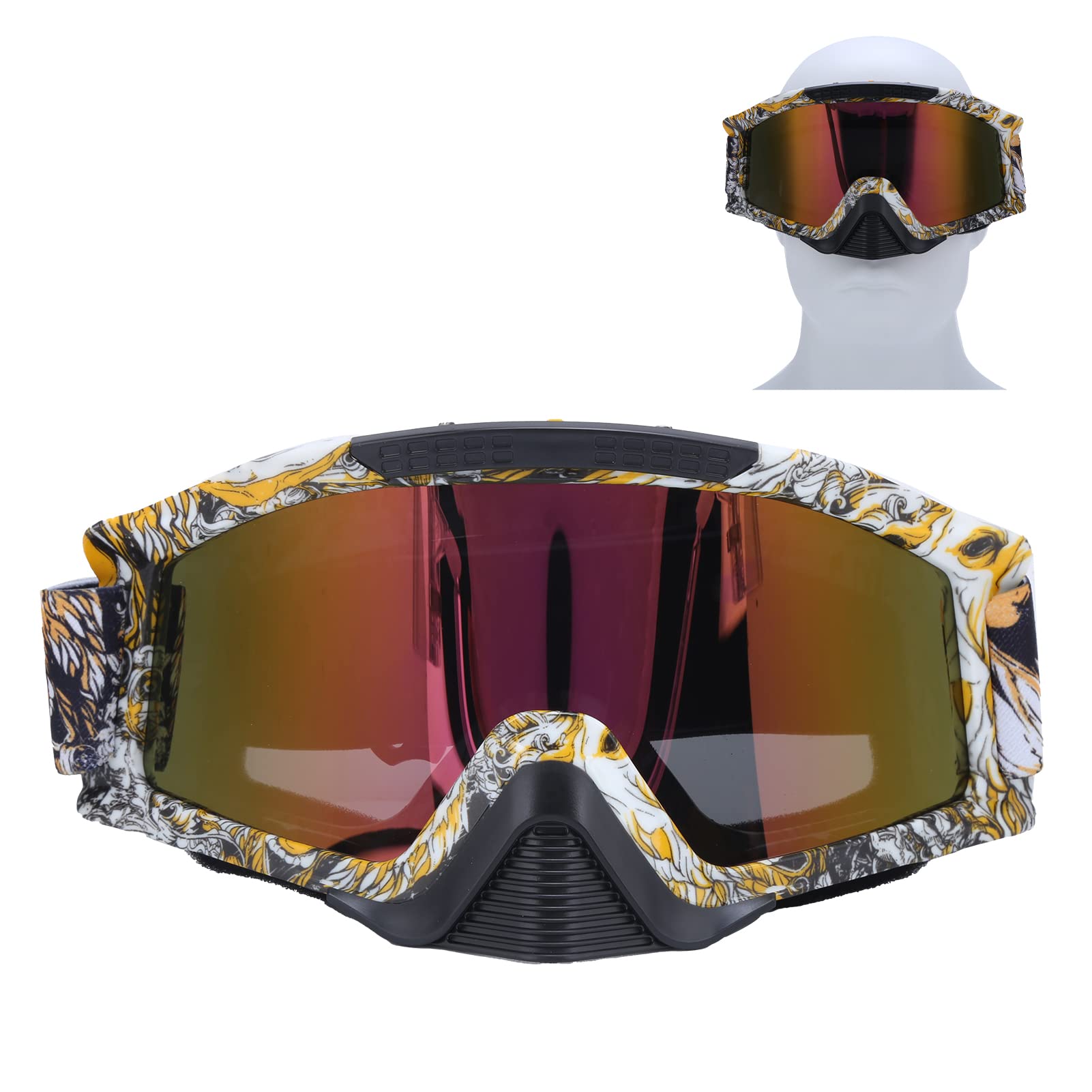 Lunettes De Moto Tout-Terrain PATIKIL – Lunettes Anti-Poussière, Anti-Buée Pour Motocross, Ski, VTT, Plongée, 3 Paires Verres (Noir/Jaune/Bleu)