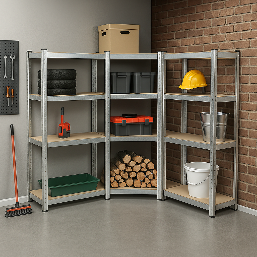 Triple étagère d'angle pour charges lourdes - 4 niveaux - 40 cm - Gris - 2