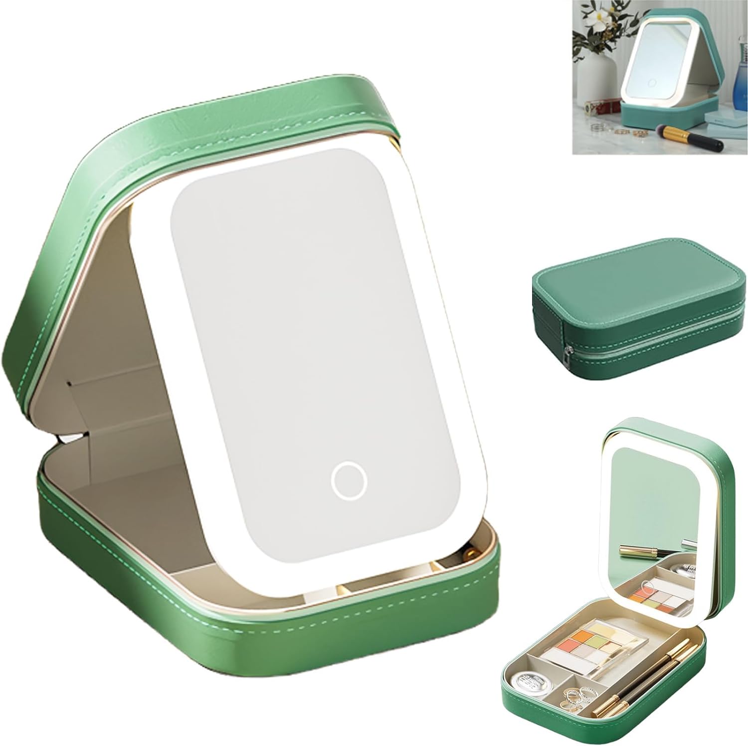 Miroir de maquillage réglable tricolore à LED, miroir de maquillage ...