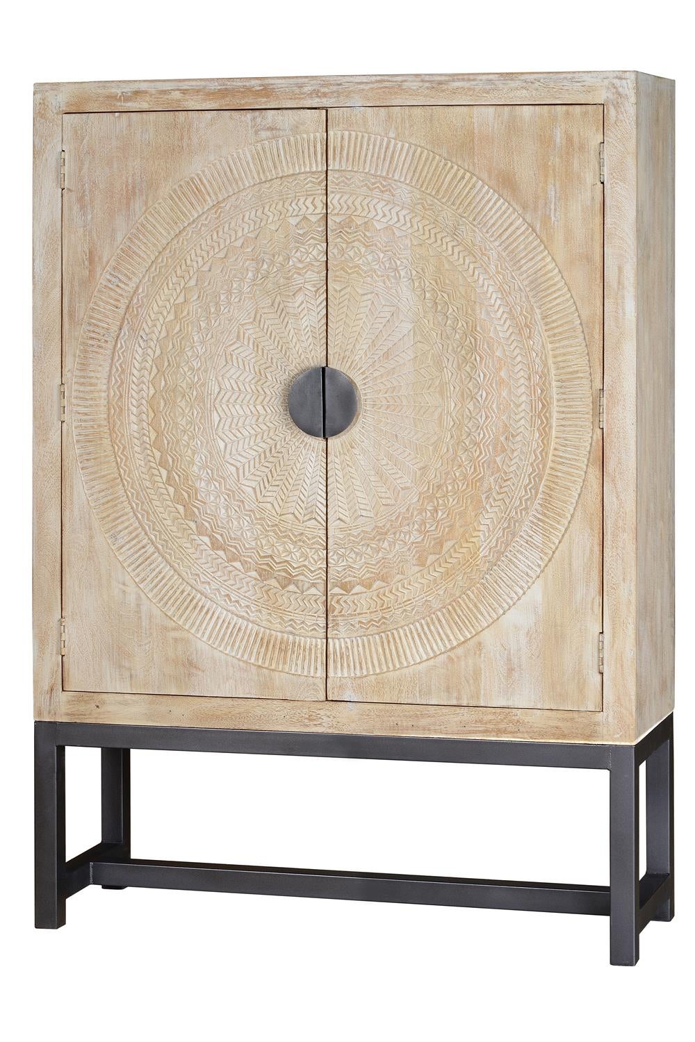Armoire en manguier et pieds en metal blanc vieilli