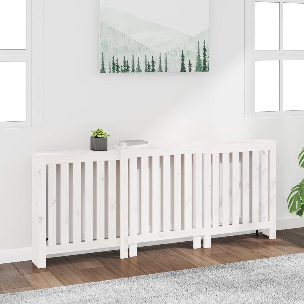 822572 vidaXL Cache-radiateur Blanc 108,5x19x84 cm Bois massif de pin