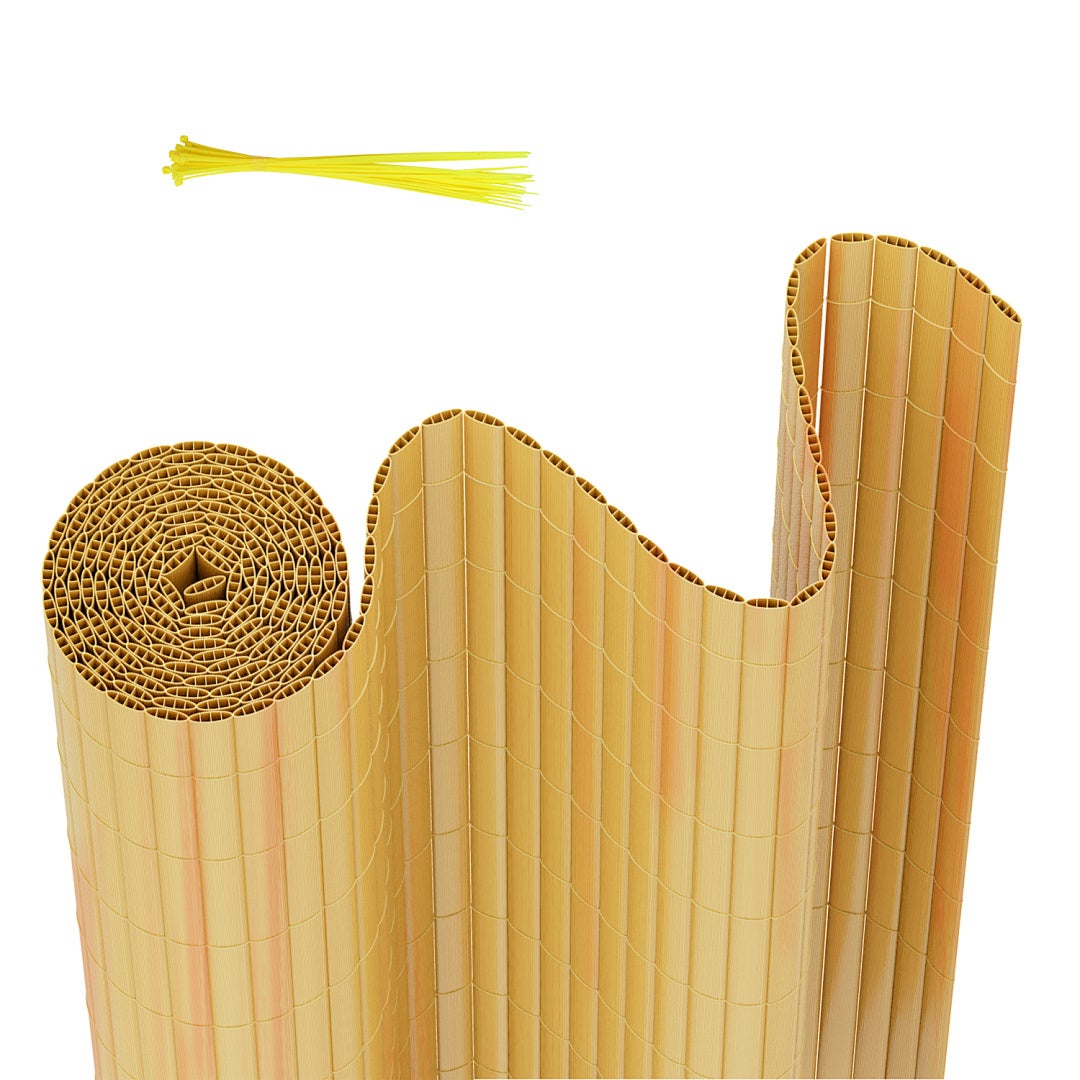 Solidna mata PVC – Zewnętrzna osłona prywatności do ogrodu, tarasu i ogrodzenia Bambus 100 x 400cm