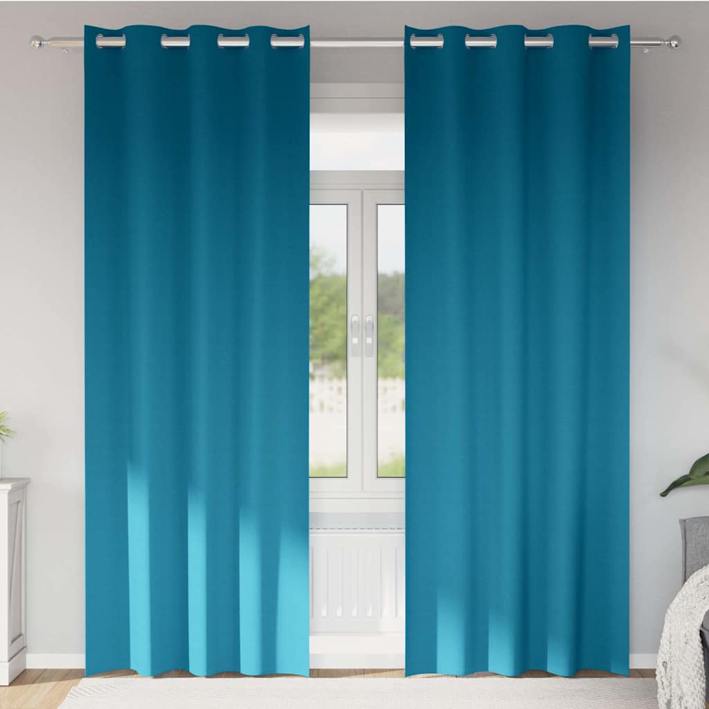Firany blackout z kółkami 2 pcs Turkusowy 245 x 140 cm vidaXL