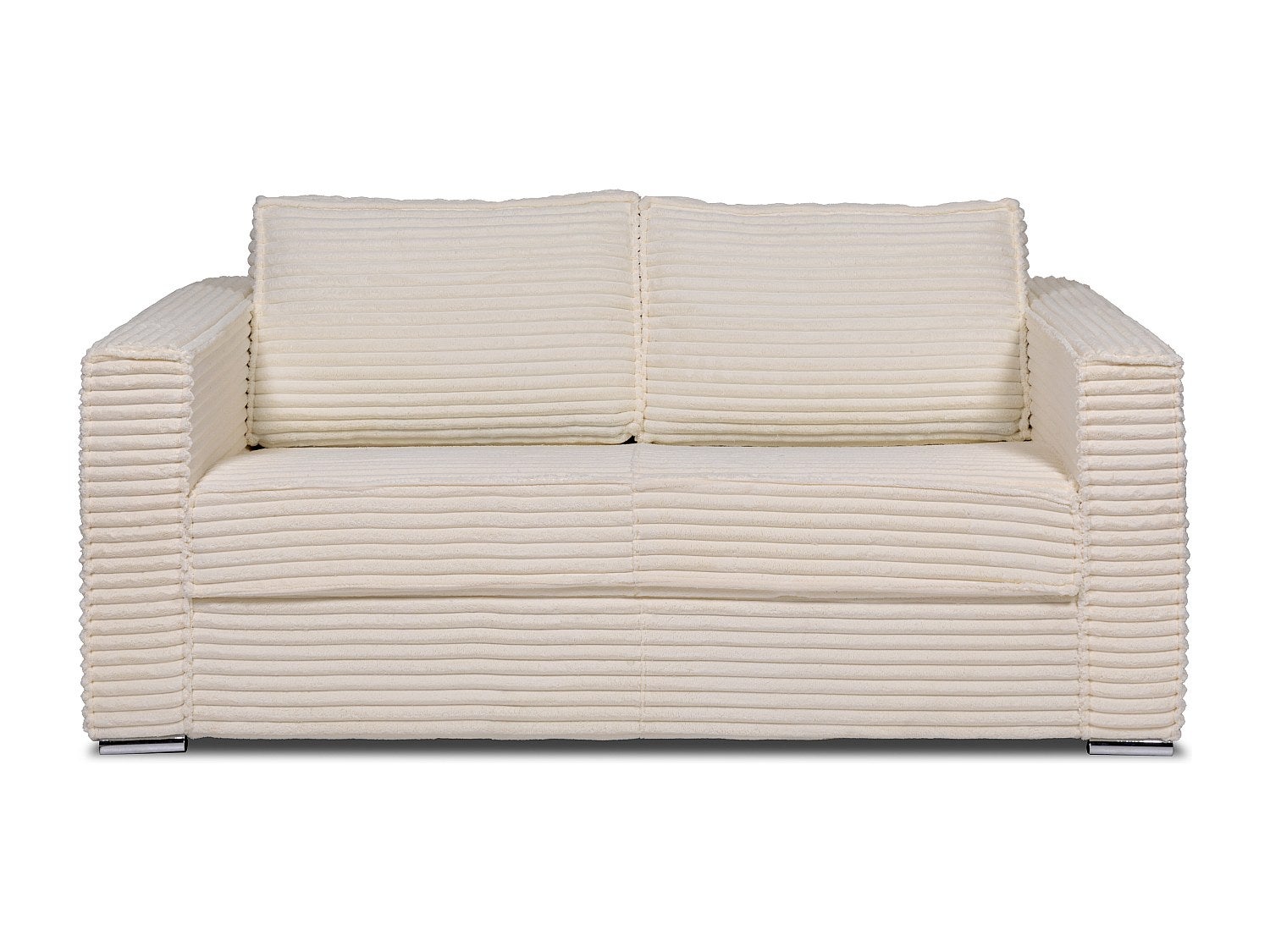 Kanapa 3-osobowa rozkładana typu express z beżowego szeroko prążkowanego sztruksu - Miejsce do spania 140 cm - Materac 14 cm - LORETO