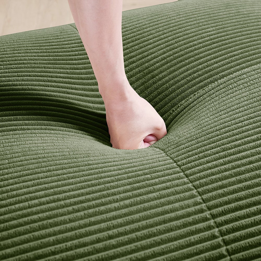 Dwuosobowa sofa z sztruksu o długości 82 cali, z zakrzywionymi podłokietnikami i antypoślizgową podstawą, zielona - 8