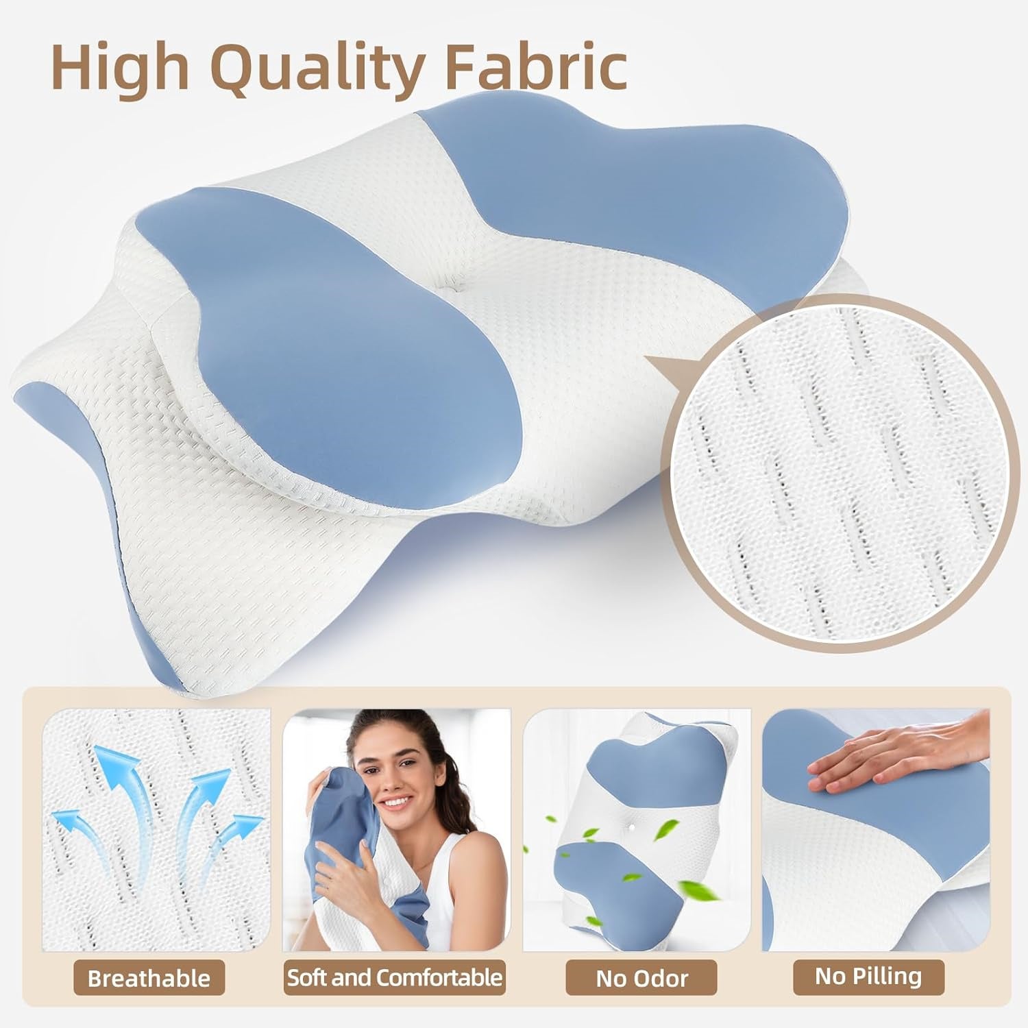 Oreiller de soutien cervical en mousse à mémoire de forme, oreiller ergonomique pour les personnes dormant sur le côté, sur le dos et sur le ventre - 9