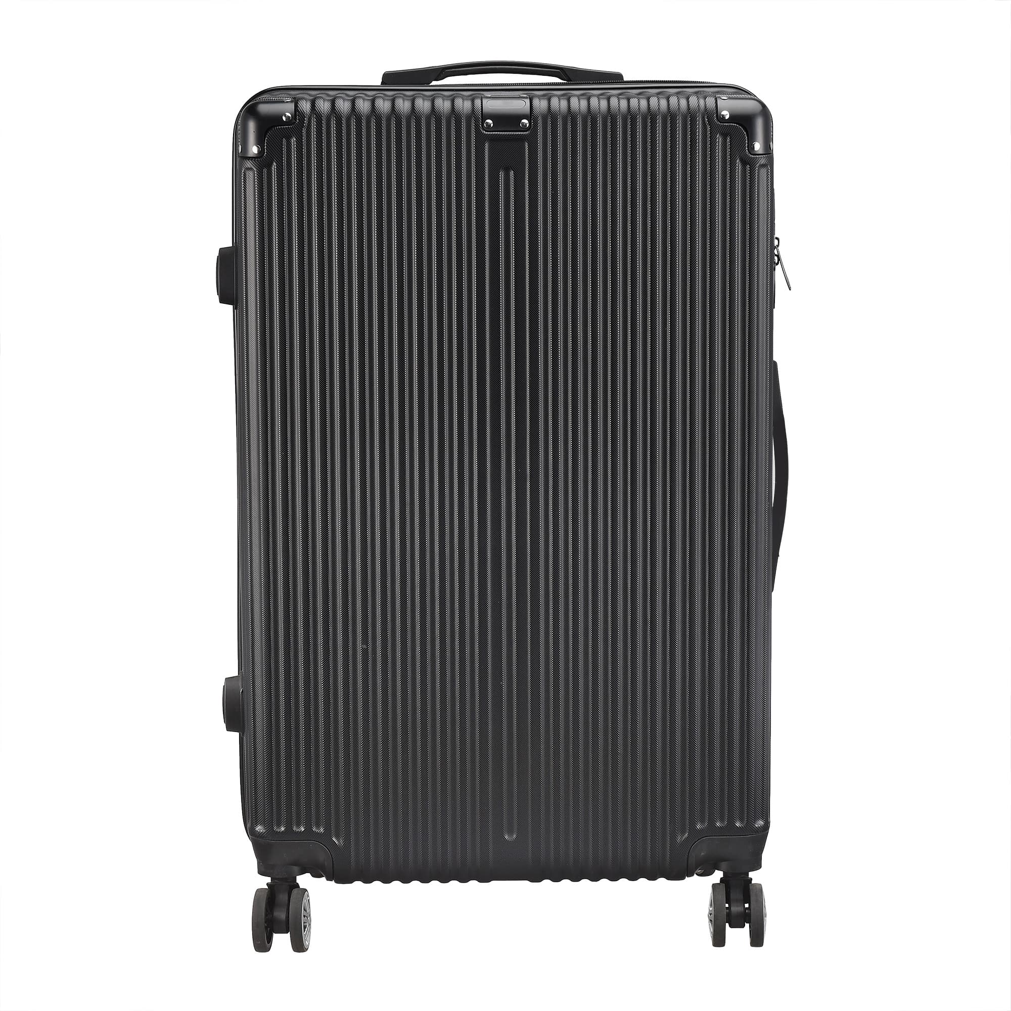 Ensemble de 3 valises extensibles classiques noires - Roues doubles pour plus de stabilité et de sécurité avec serrure TSA (20