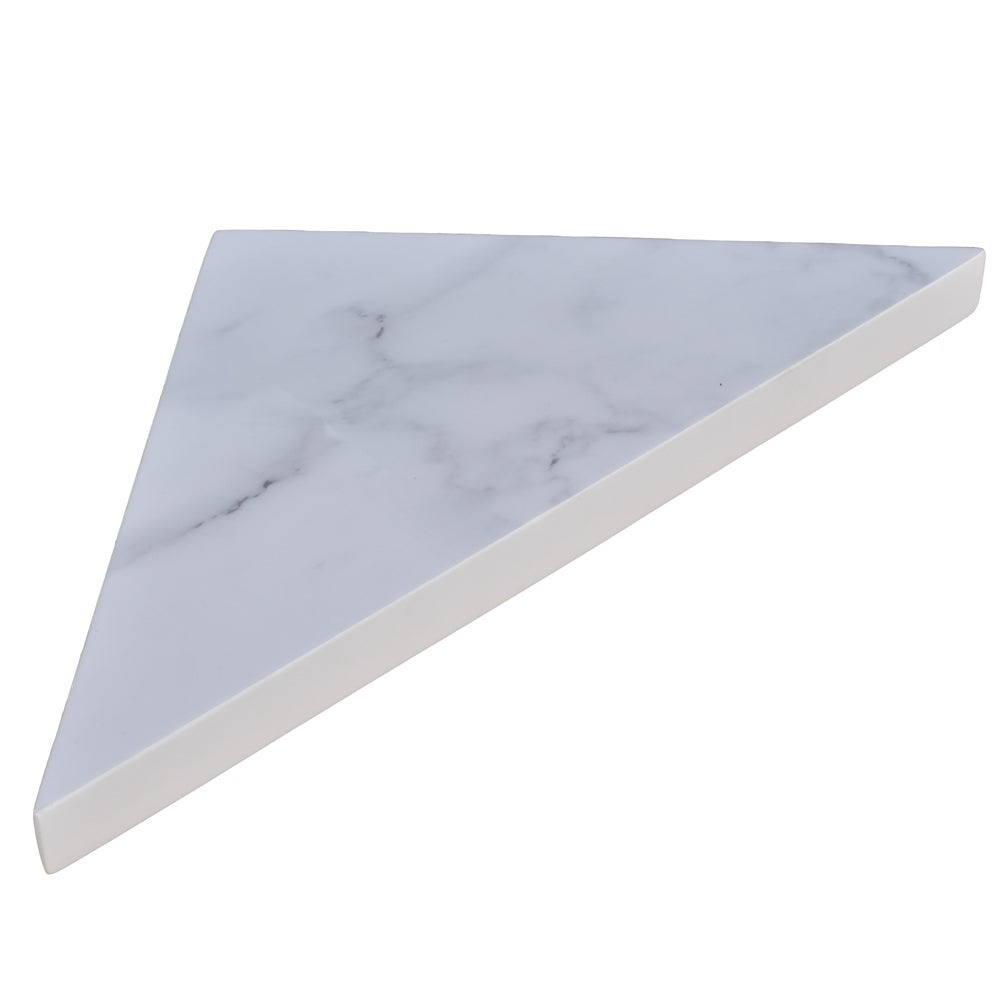 Estante de esquina de resina imitación mármol - color blanco