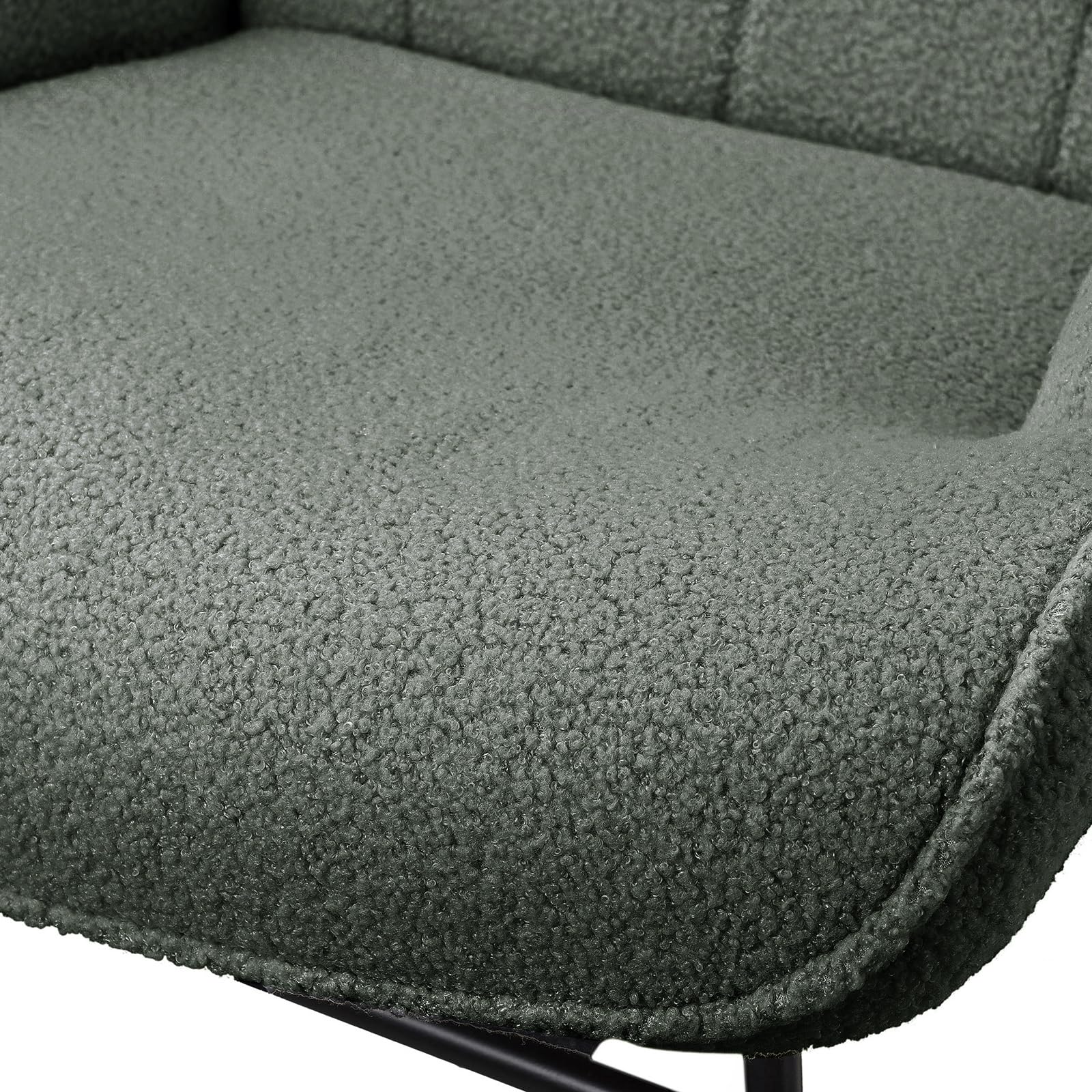 Fauteuil à bascule, d'allaitement, de salon, à bascule, avec structure en métal et base en bois, charge maximale:150 kg, tissu en peluche, Gris foncé - 4