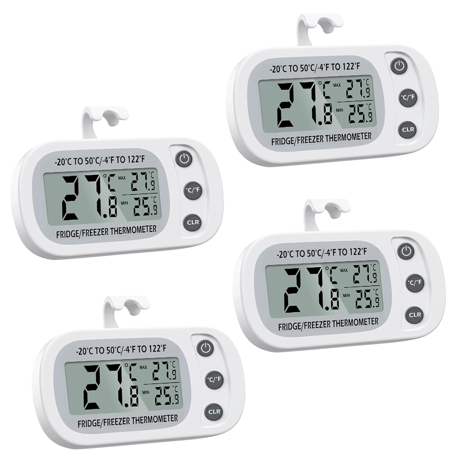 Thermomètre pour Réfrigérateur 4 Pièces, Thermomètre étanche pour Thermomètre pour Réfrigérateur 4 Pièces, Thermomètre étanche pour