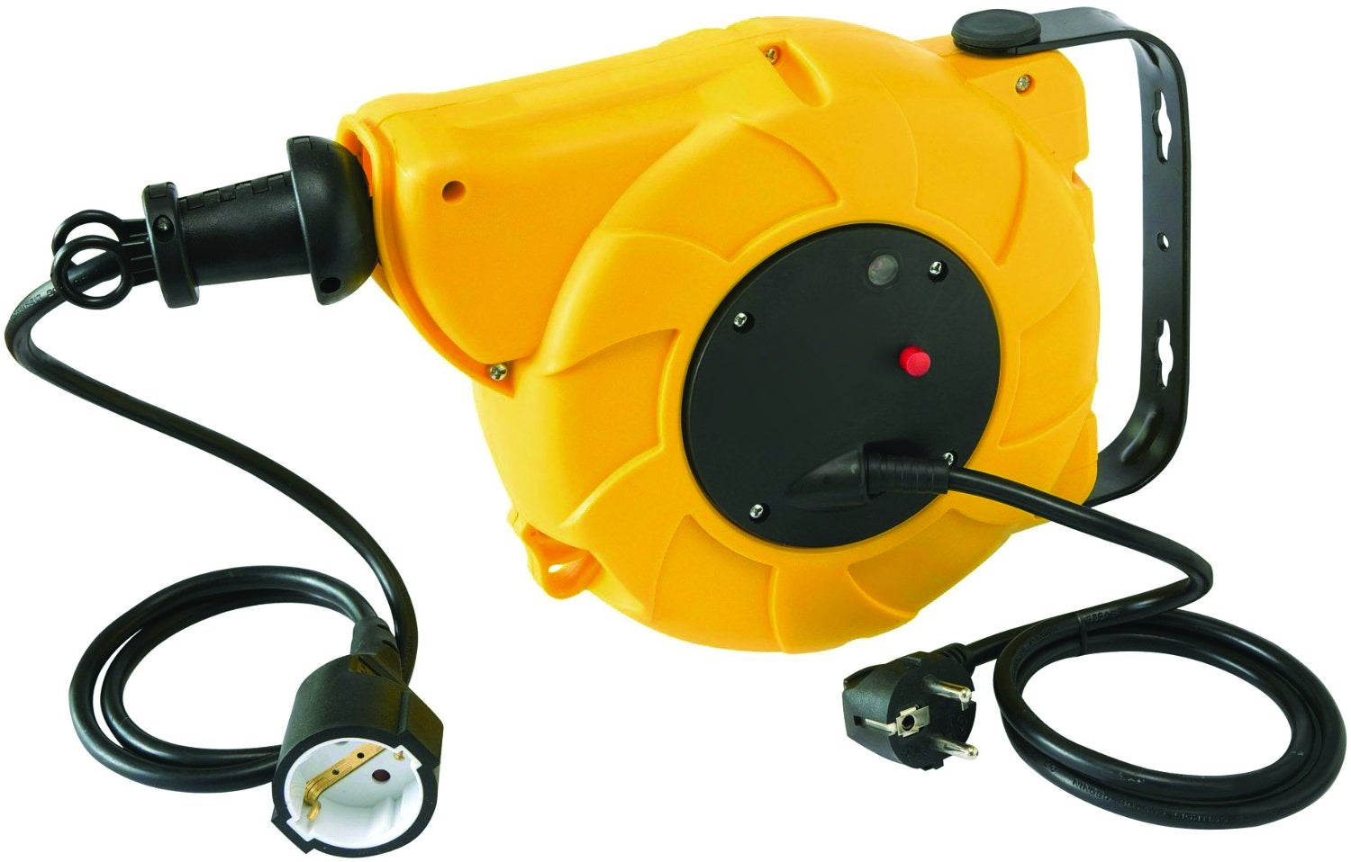 Electraline Avvolgicavo Elettrico Automatico a Molla con Staffa di Fissaggio a Muro, Polipropilene, Giallo, 8 M