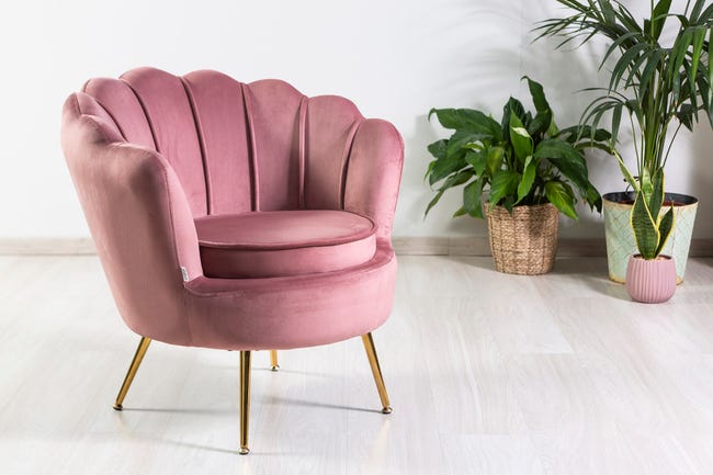 Poltrona Imbottita Poltrone In Velluto Rosa Poltrona Perla