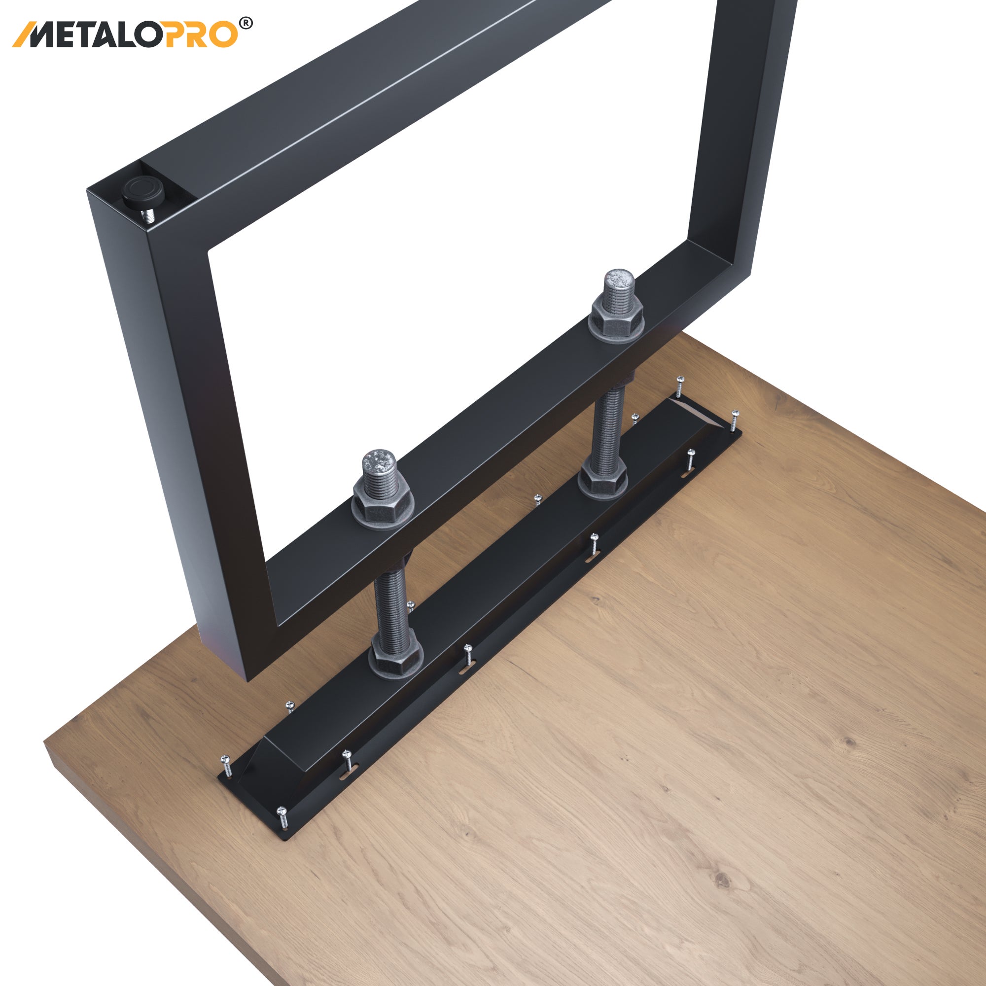 MetaloPro Pieds de Table en Métal Noir avec Réglage en Hauteur - Set de 2 - 5