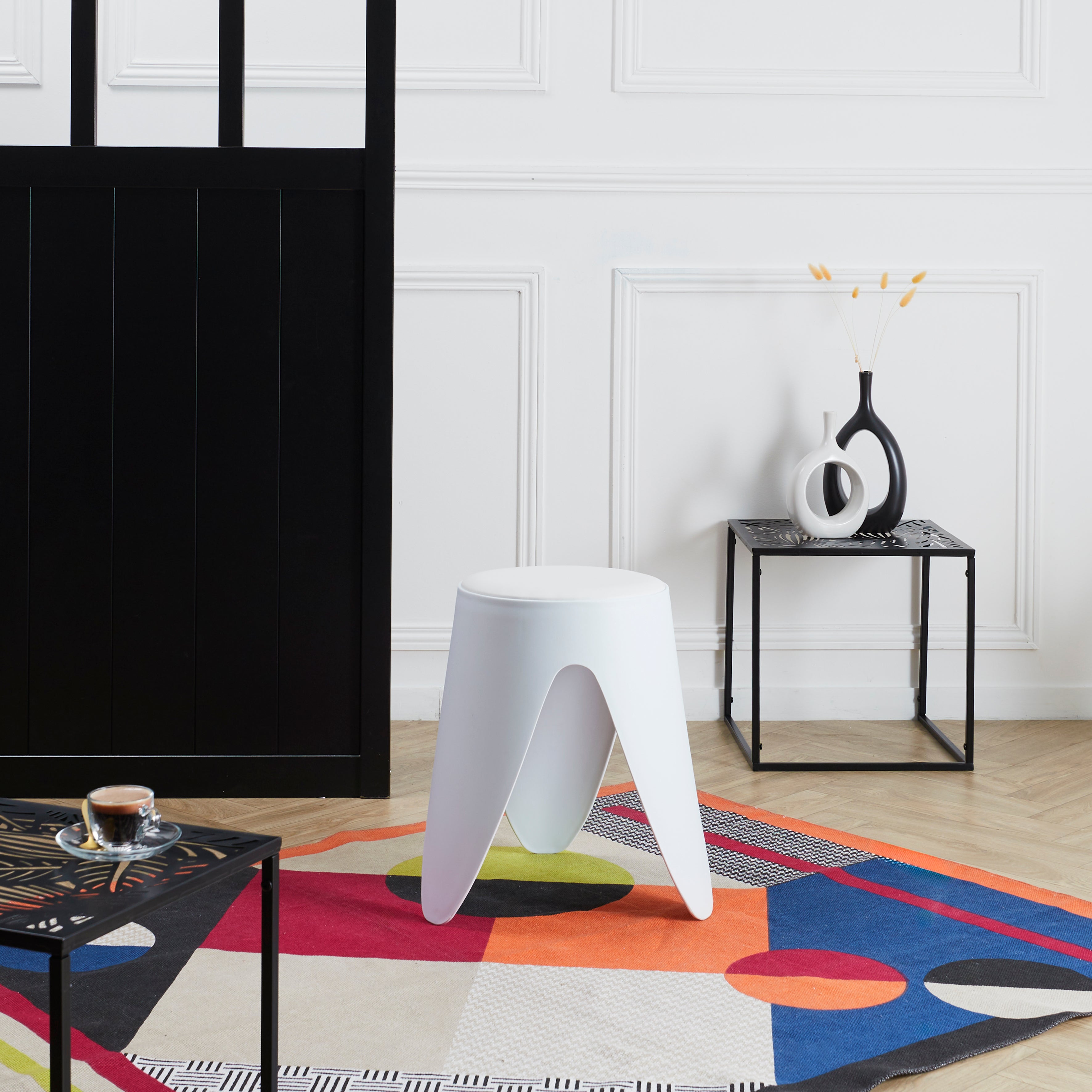 Tabouret - HOME DECO FACTORY - Empilable - Élégant - Blanc | Leroy Merlin