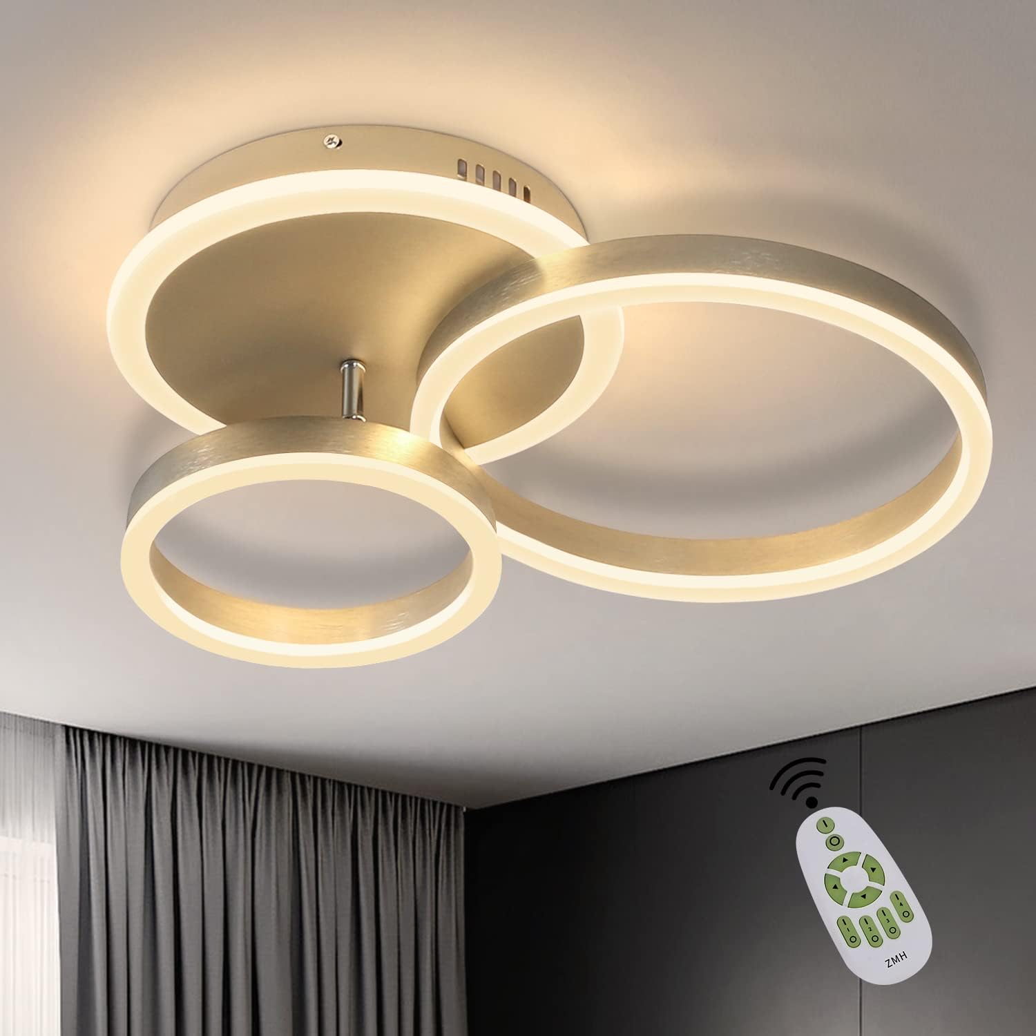 LED Tavolo da Pranzo Plafoniera Soggiorno Lamp Dimmerabile Moderno Anelli Rotondi Design Lampadario Telecomando bianca Camera da letto soffitto Lampada per Cucina Sala da Pranzo Ufficio
