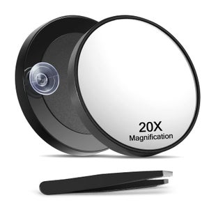 Specchio Ingranditore 20X Con Luce LED – 15,2 Cm, 3 Colori Dimmerabili, Con Ventose, Bianco - 2