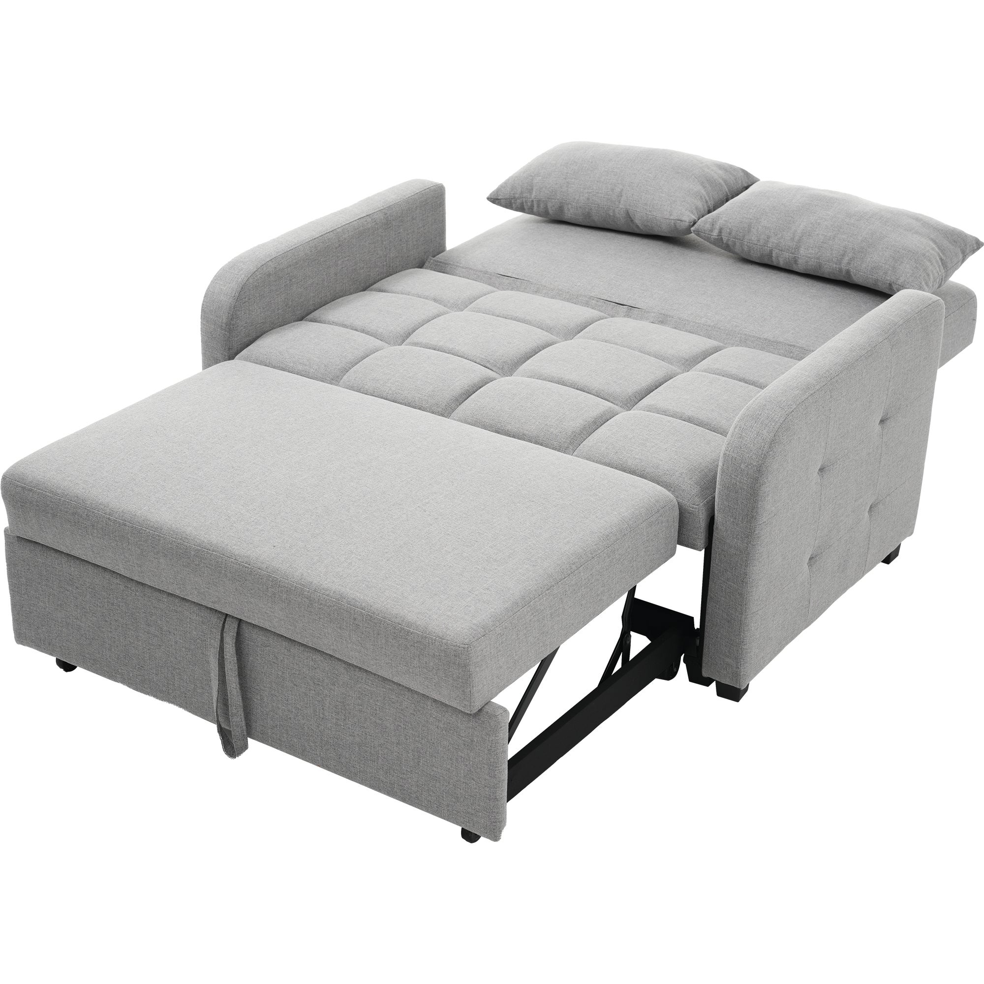 Canapé convertible 127x75x94 cm - Canapé dossier réglable - Avec 2 coussins - Gris foncé - 7