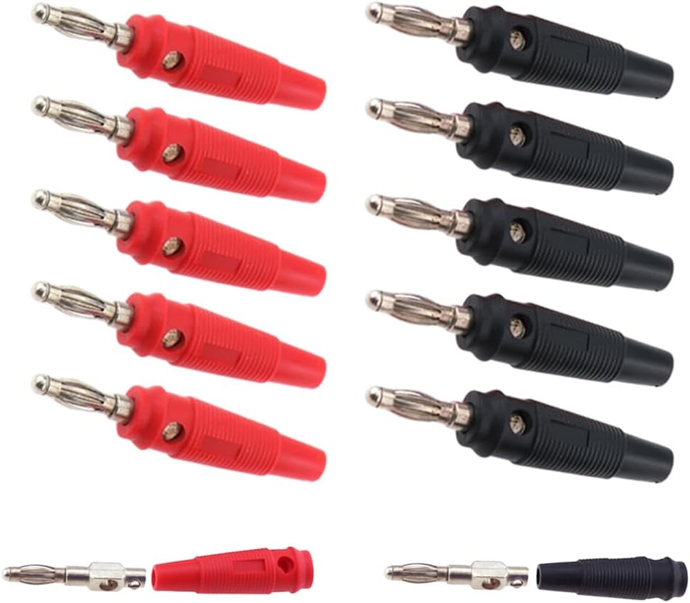 Borne D'amplificateur De Puissance Hexagonale à Deux Positions Haut-parleur Monobloc 10 Pièces Borne à Double Connexion Hexagonale De Puissance Rouge Et Noire