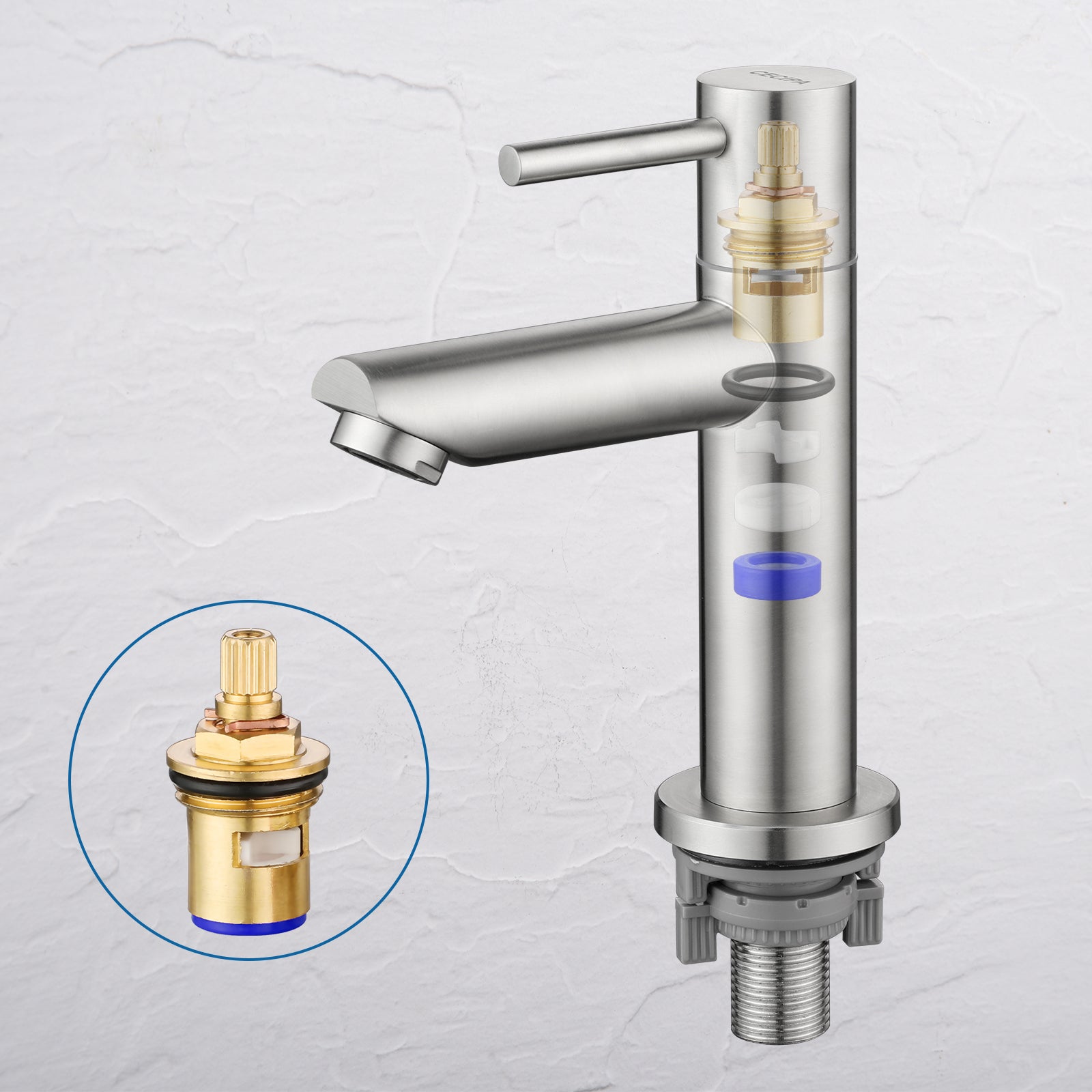 Cecipa max Robinet de lave-main Robinet de Froide Robinet de lavabo Brossé, Robinet de Lavabo d'eau Froide, Avec Aérateur Remplaçable,EU Modèle - 4