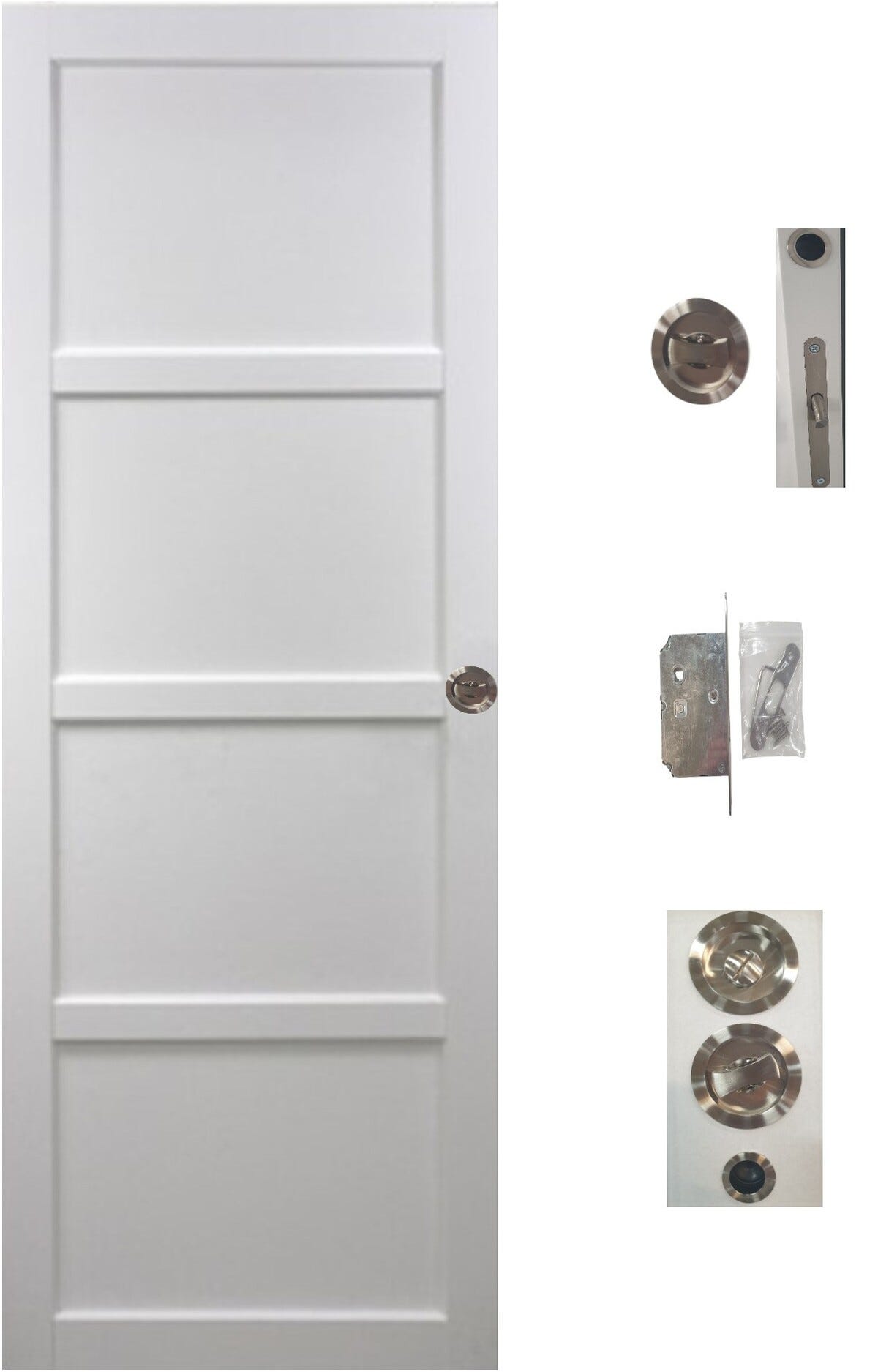 Porte Coulissante Tamera Blanc 4 Panneaux H204 X L83 + Serrure A ...