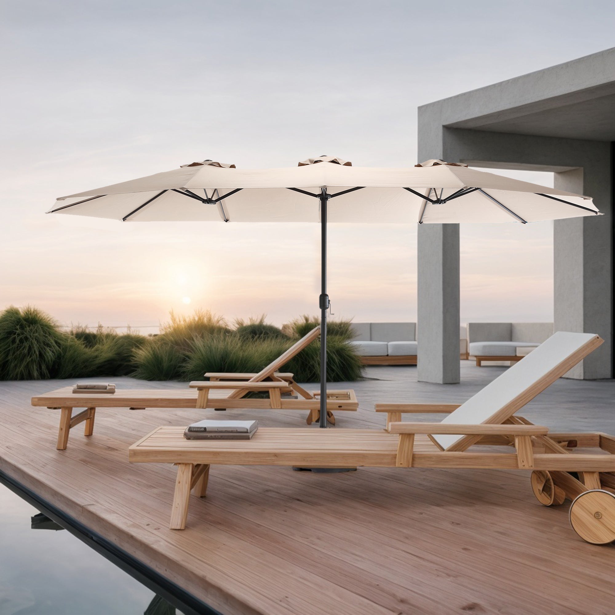 Housse De Base De Parasol 90 Cm - Tissu Oxford Étanche - Protection Pluie, Poussière - Grise, Design Moderne