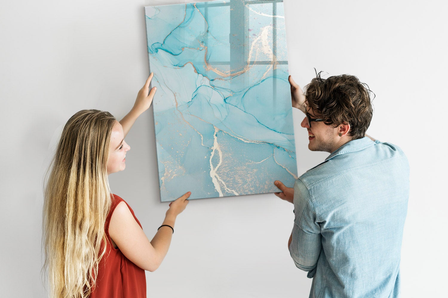 Tableau magnétique mural, Tulup - 70x100 cm - Marbre ornemental, 5 aimants, une éponge, un marqueur noir - 2