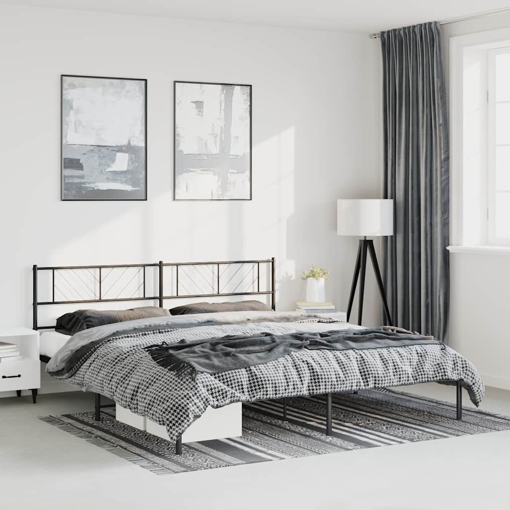 Estructura cama sin colchón con cabecero metal negro 183x213 cm vidaXL - 3
