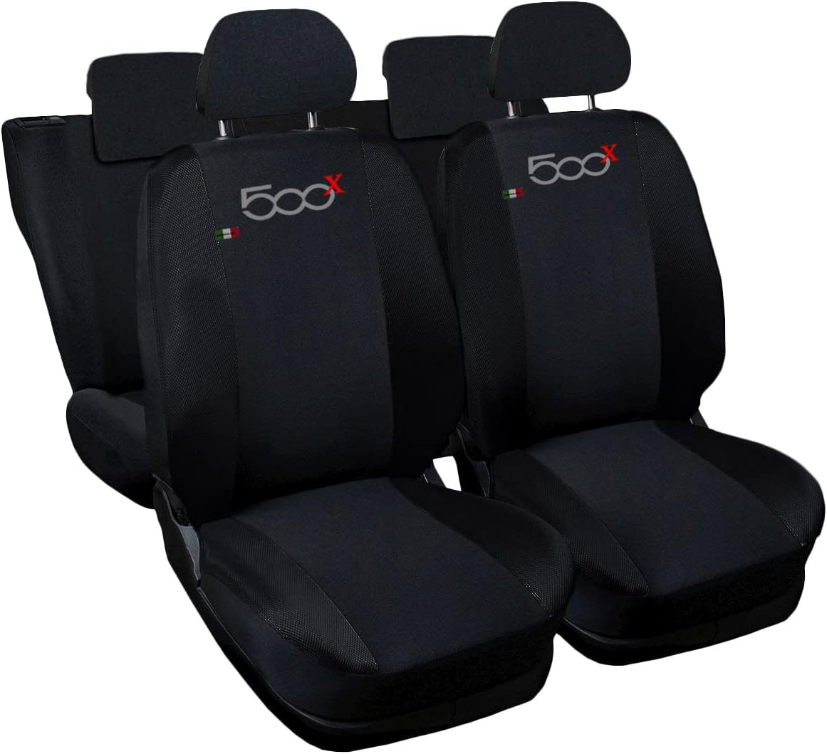 Coprisedili Auto Per Karl - Set Completo Anteriore/Posteriore, Nero-Grigio, Made In Italy - Foto 3