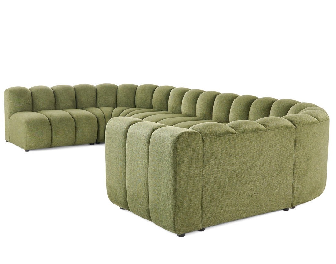 Canapé modulable 7 places angle gauche en tissu texturé vert - DEBBIE - Best Mobilier - 5