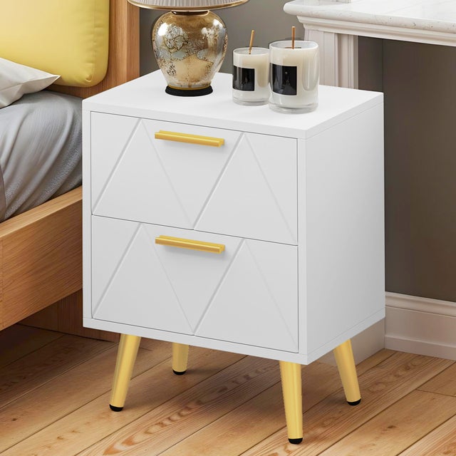 Tavolino URBNLIVING A 2 Ripiani - Legno, Comodino Compatto Per