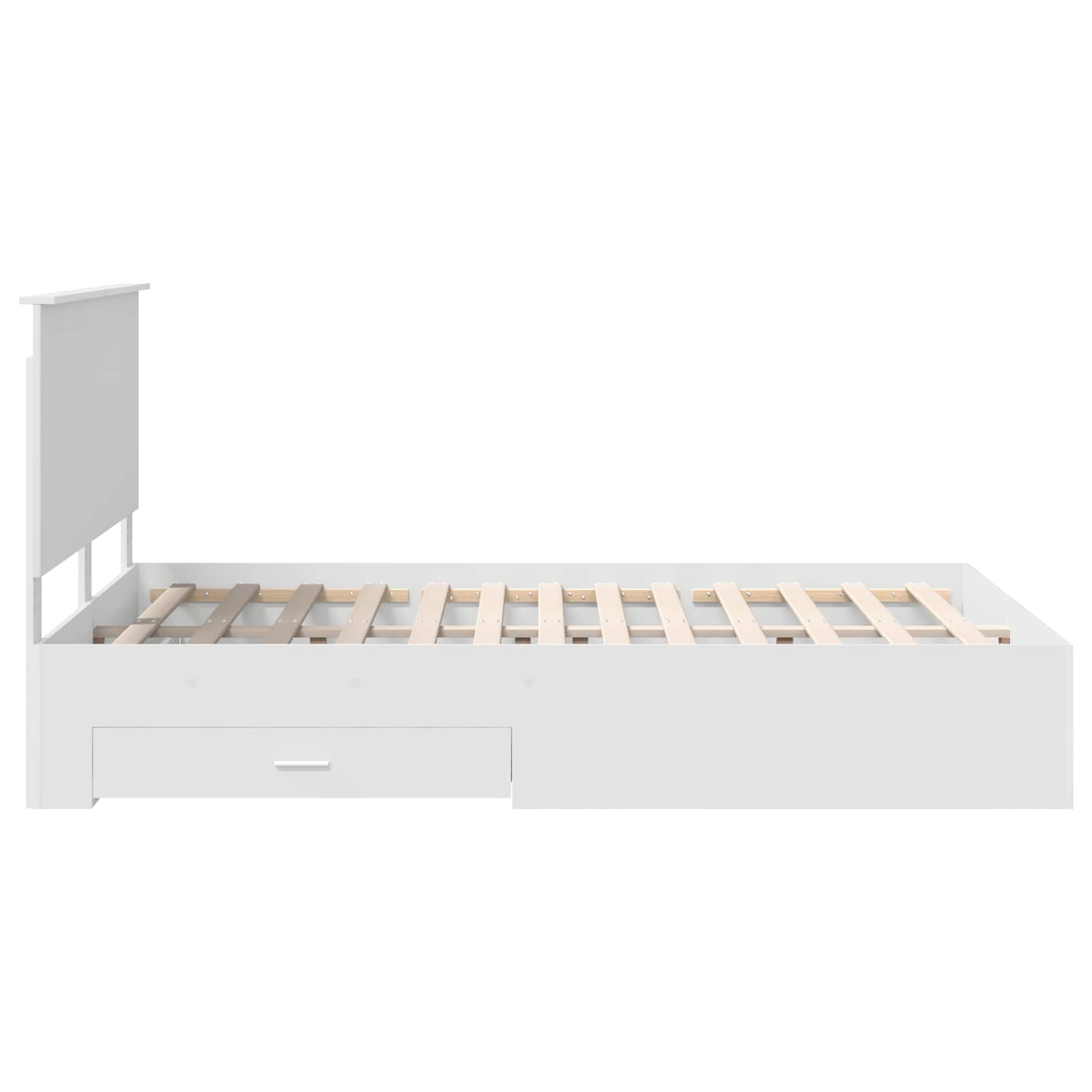 Cadre de lit avec tiroir blanc 140 x 190 cm panneau de bois - 9