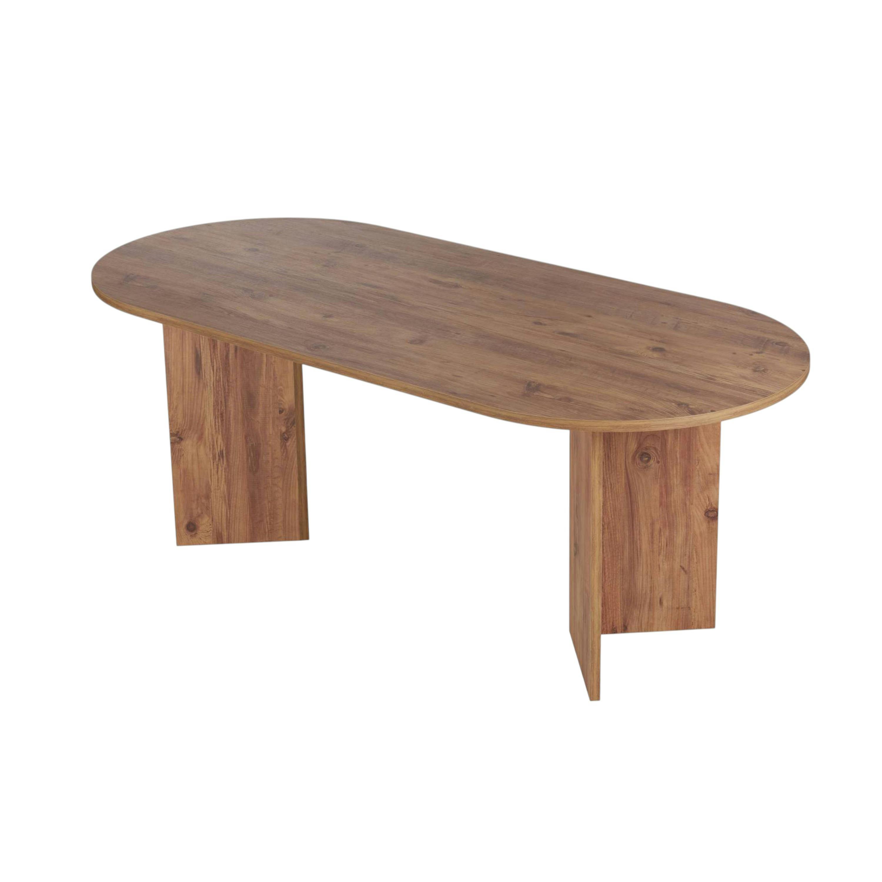 Table à manger ovale effet pin pieds en V 200 cm MARFA - 4