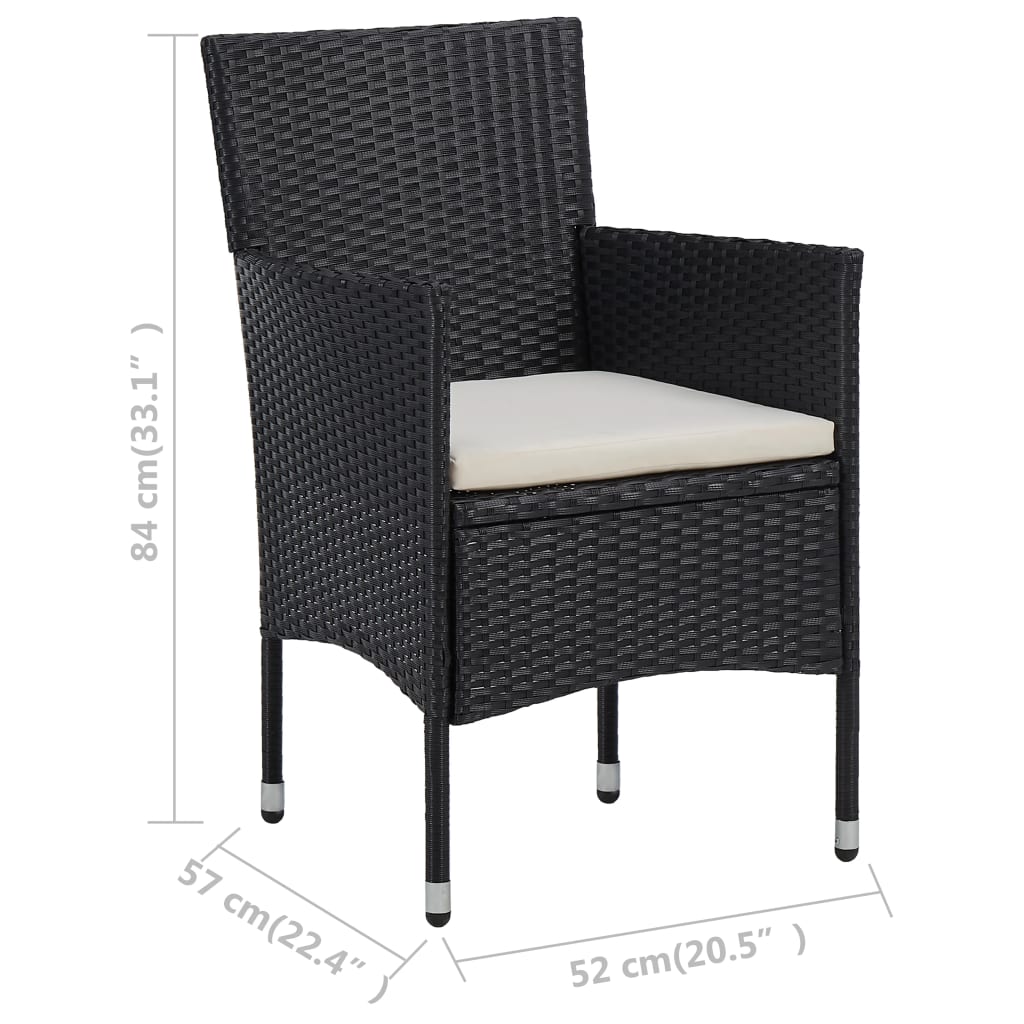 Chaises de jardin 2 pcs Résine tressée Noir - 5