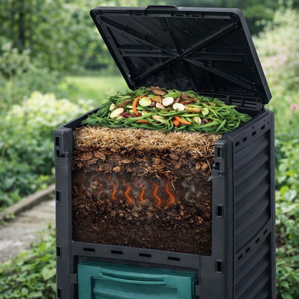 Composteur de jardin 300 L - 83 x 61 x 61 cm en plastique, Polypropylène - 2