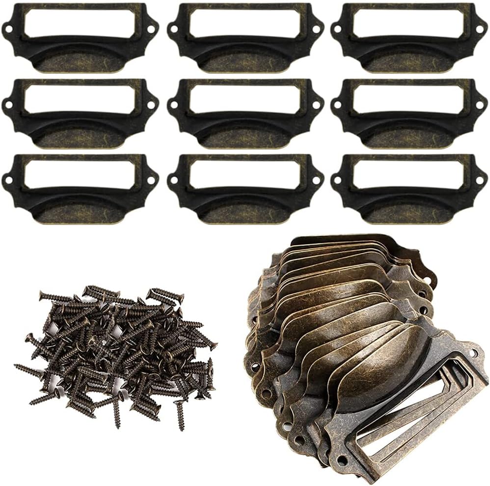 Zestaw sztuk metalowych ramek na etykiety uchwyt szuflady w stylu vintage antyczna ramka na etykiety metalowa ramka uchwytu z śrubami do szafek