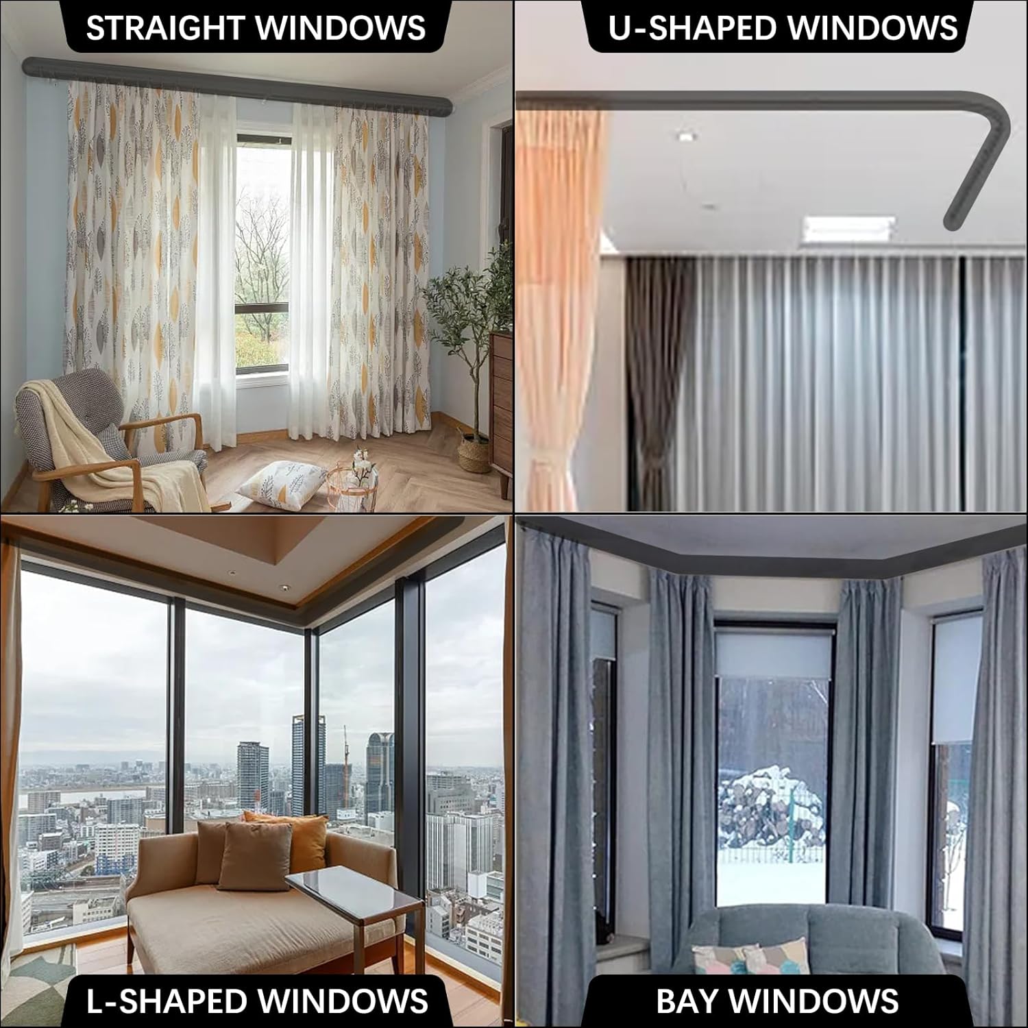 Binario per tende flessibile 3M per soffitto, binario per tende curvo con rulli silenziosi, ideale per finestre, privacy e arredamento per la casa - 5