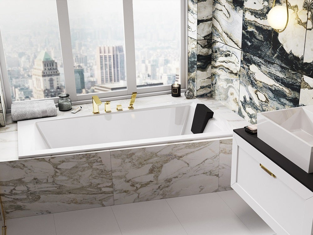 Baignoire asymétrique à encastrer de 160 x 90 cm Blanc Droite — free download