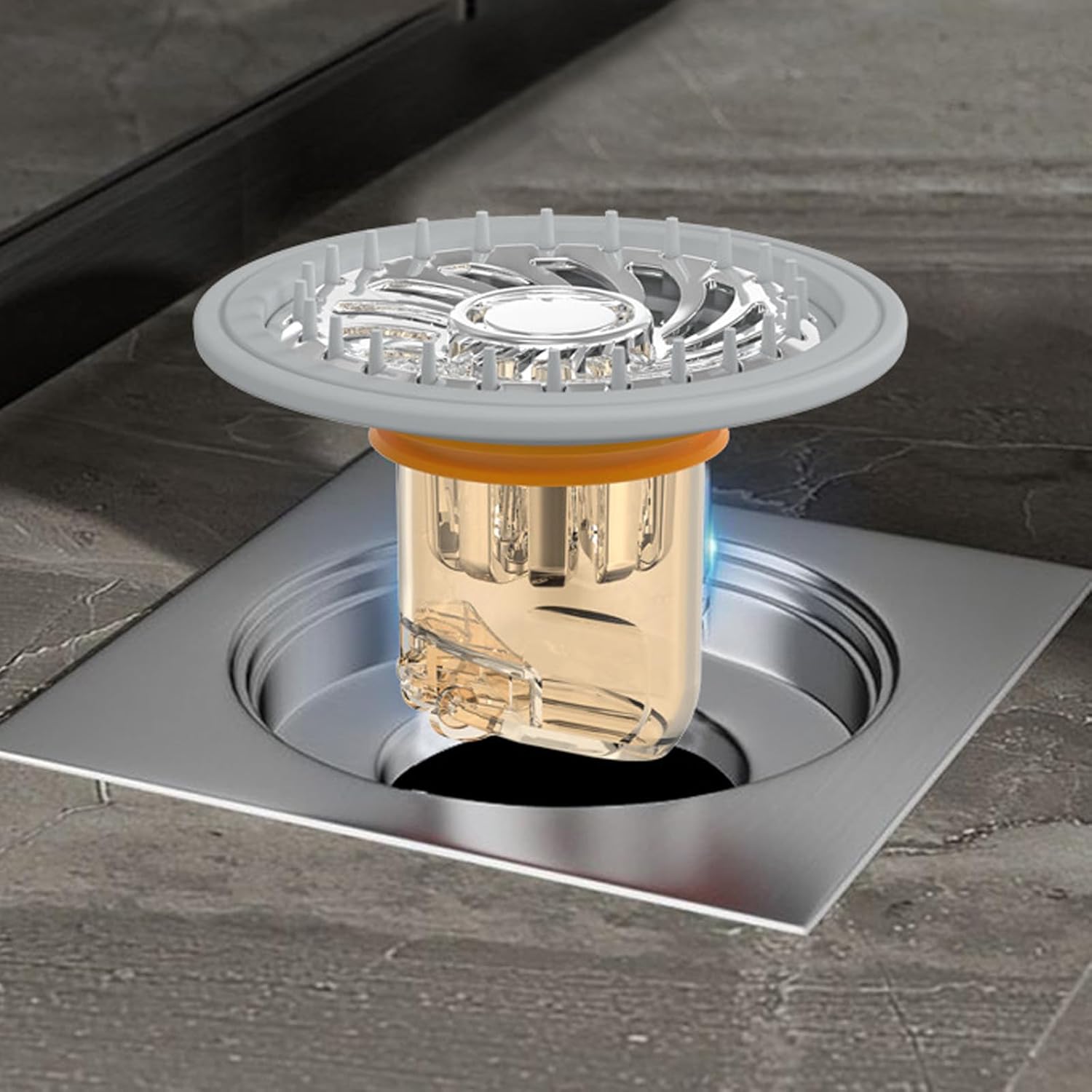 2 bouchons de douche anti-odeur - Siphon de sol avec filtre à cheveux pour douche - Convient aux trous de siphon de sol d'un diamètre de 32 à 45 mm - 5