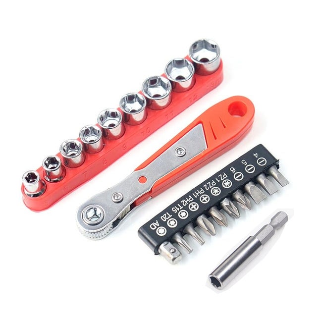 Coffret De Tournevis à Angle Droit 28 Pices - Mini Cliquet 72 Dents 1/4 Pouce - Acier Chromé