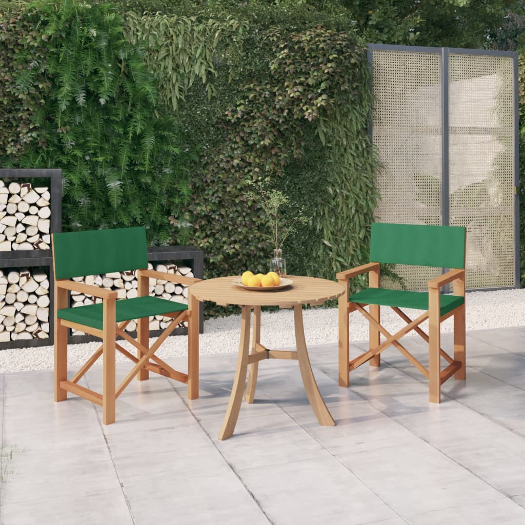 Chaises de metteur en scène lot de 2 Bois de teck massif Vert vidaXL ...