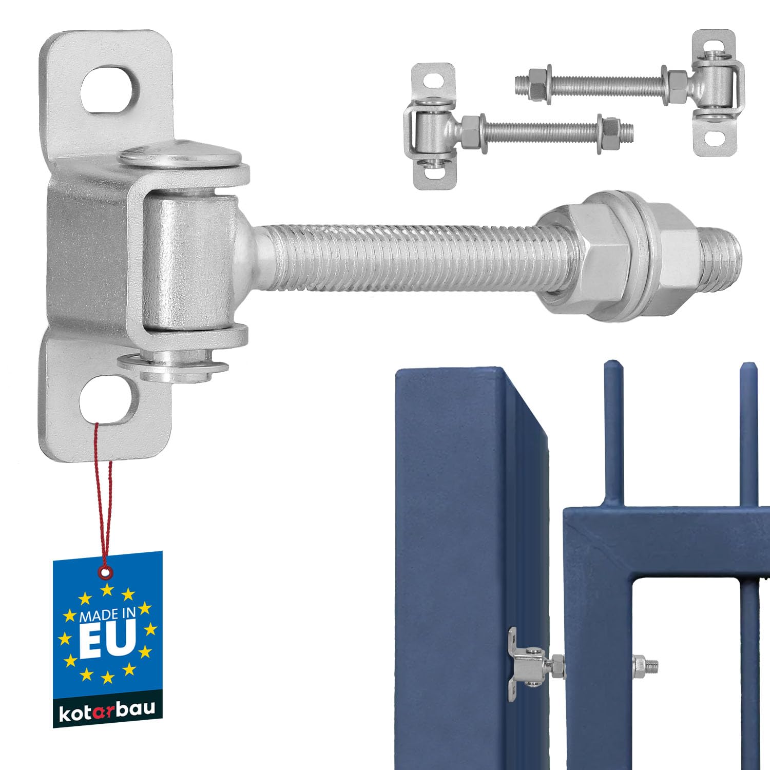 Zawias Regulowany - 115 MM - Zawias Wkręcany Do Bram Furtek - Gwint M12 - Stal - Zestaw 2 SZT KOTARBAU