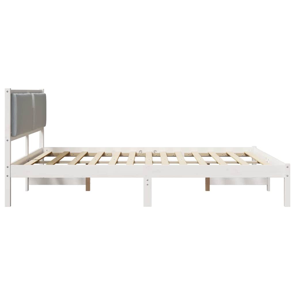 Cadre de lit gris clair, pin massif, pour la chambre, 200 × 200 cm - 6