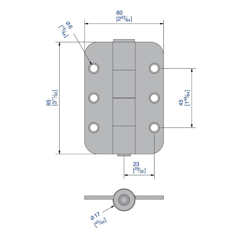 Charnière en acier zingué axe de 12 mm dimension 60x85 mm - 2
