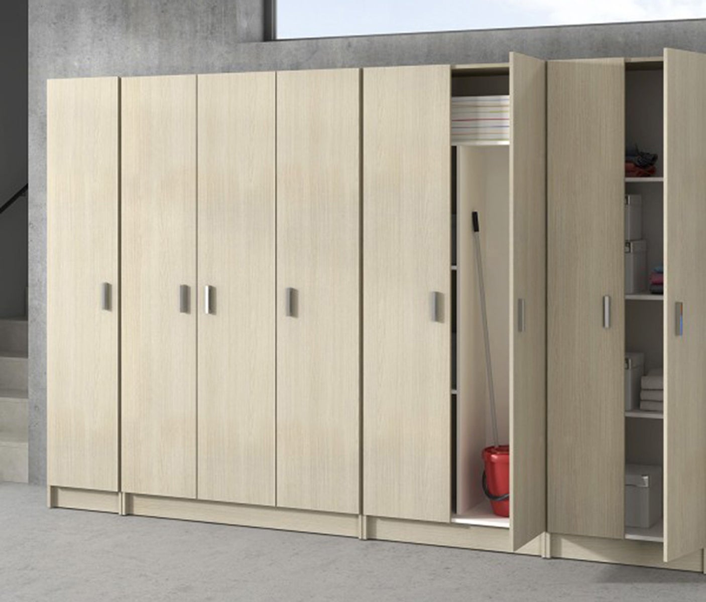 Armoire de rangement 2 portes en mélamine coloris chêne - Dim : H180 x L58.5 x P37 cm - 3