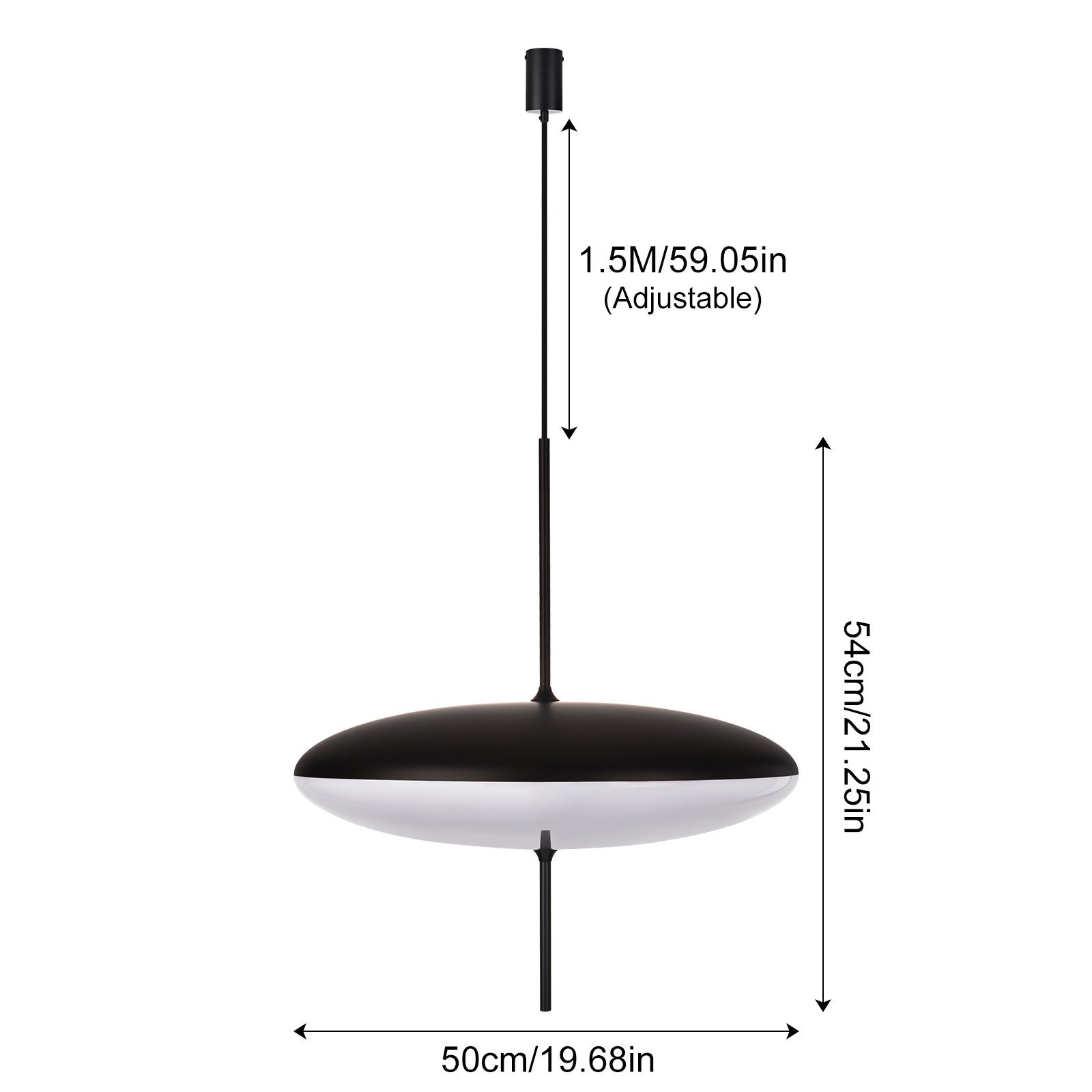Lustre ARTURESTHOME, E27 Éclairage de Plafond en acrylique, Noir, Retro Lampe de Plafond pour Salon Cuisine Chambre,D50cm x H54cm - 2
