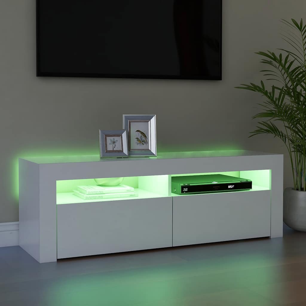 vidaXL Móvel de TV com luzes LED 120x35x40 cm branco - 6