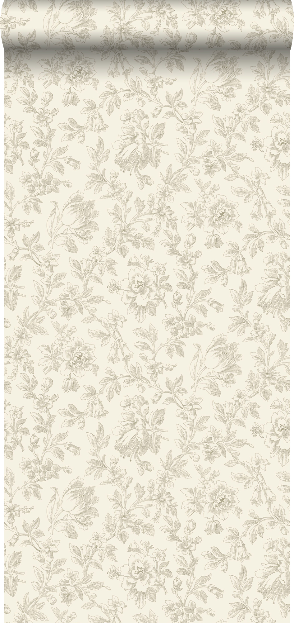 Tapeta eleganckie kwiaty brązowym - 53 cm x 10.05 m - ESTAHOME
