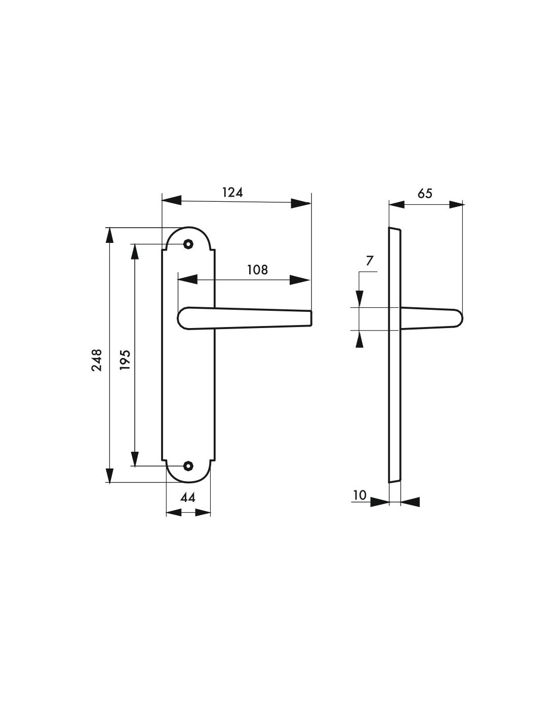 THIRARD - Ensemble de poignées pour porte intérieure Arthemis sans trou, carré 7mm, entr'axes 195mm, laiton patiné - THIRARD - 2