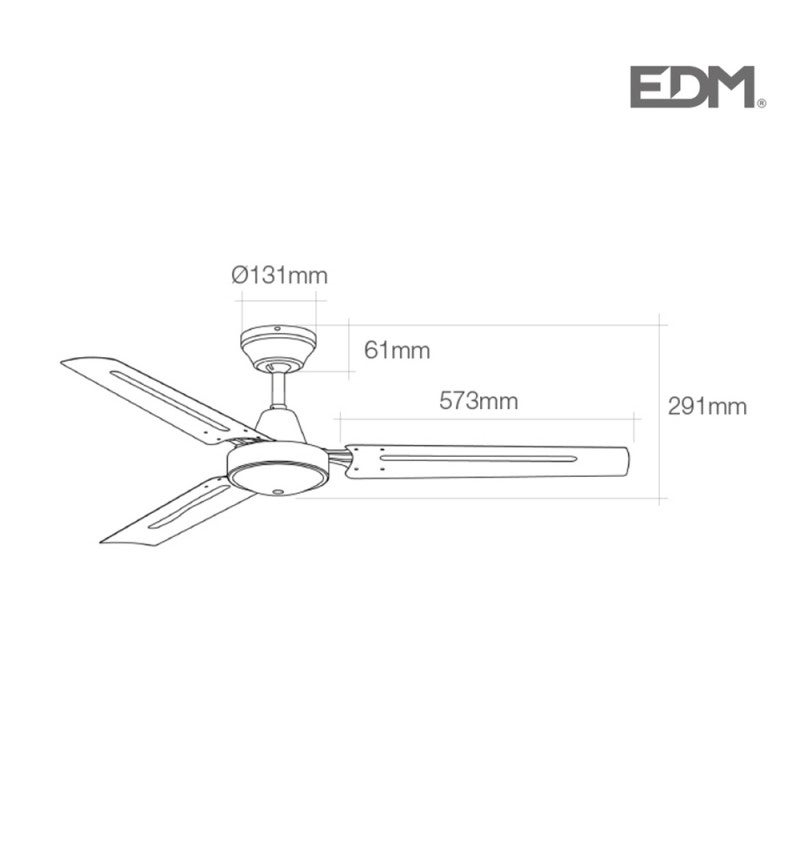 Ventilateur de plafond modèle industriel blanc puissance : 60w pales : ø140cm avec contrôleur mural edm - 2