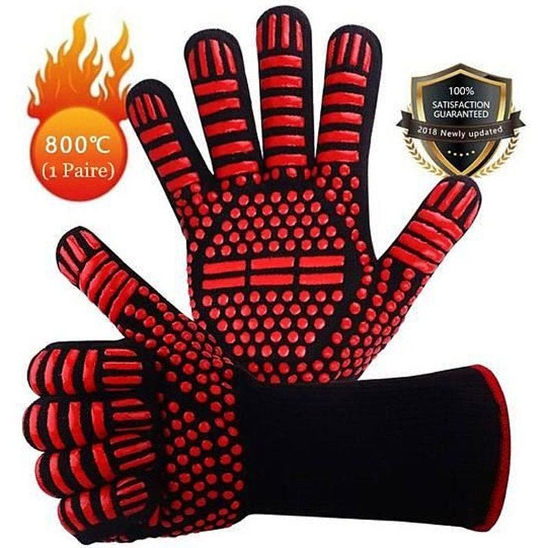 Gants de Barbecue, Gants de Four Anti-Chaleur Jusqu'à 800°C, Gants Cuisine Résistant à la Gants de Barbecue, Gants de Four Anti-Chaleur Jusqu'à 800°C, Gants Cuisine Résistant à la